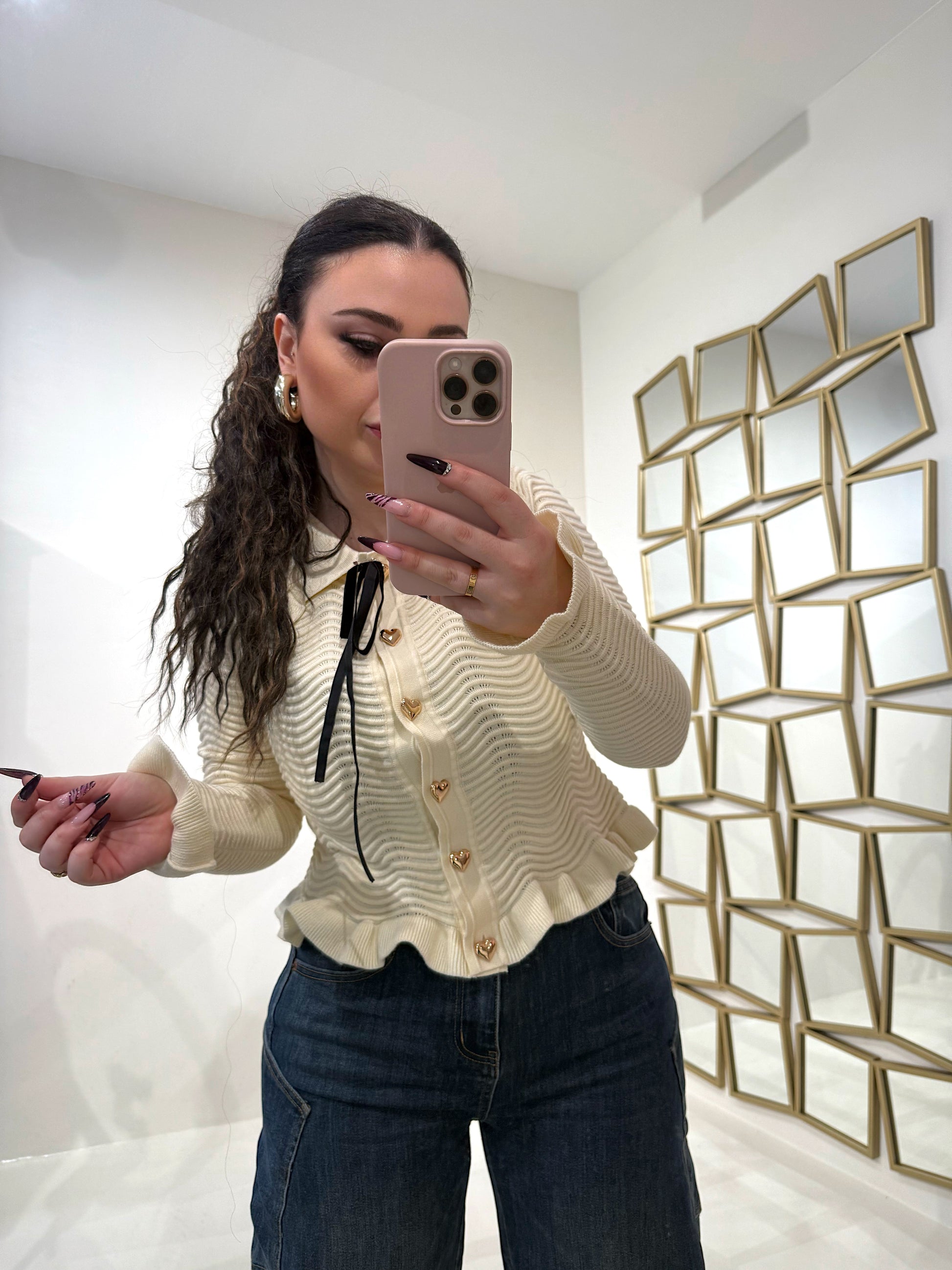 Maglioncino con rouches e bottoni a cuore - R.a. Boutique