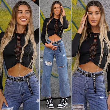 Maglia nera con strappi - R.a. Boutique 