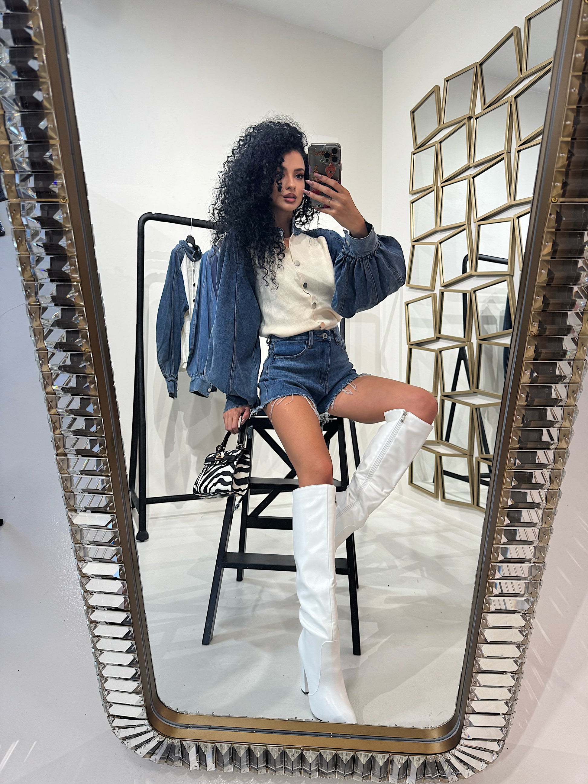 Maglioncino con dettaglio in denim - R.a. Boutique