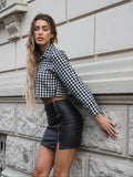 Camicia crop a quadri bianco nero - R.a. Boutique 