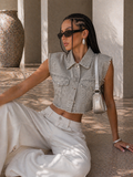 Gilet Denim Strass Glow - R.a. Boutique