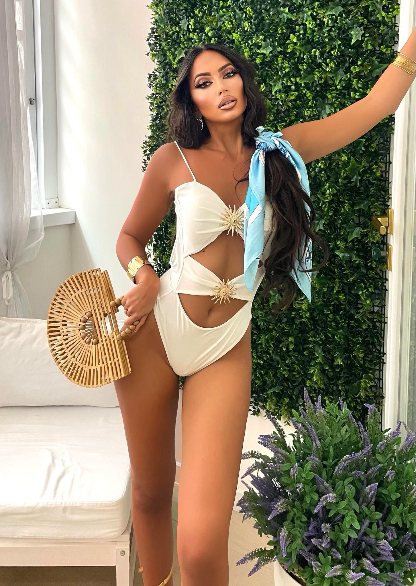 Costume intero con sole bianco - R.a. Boutique