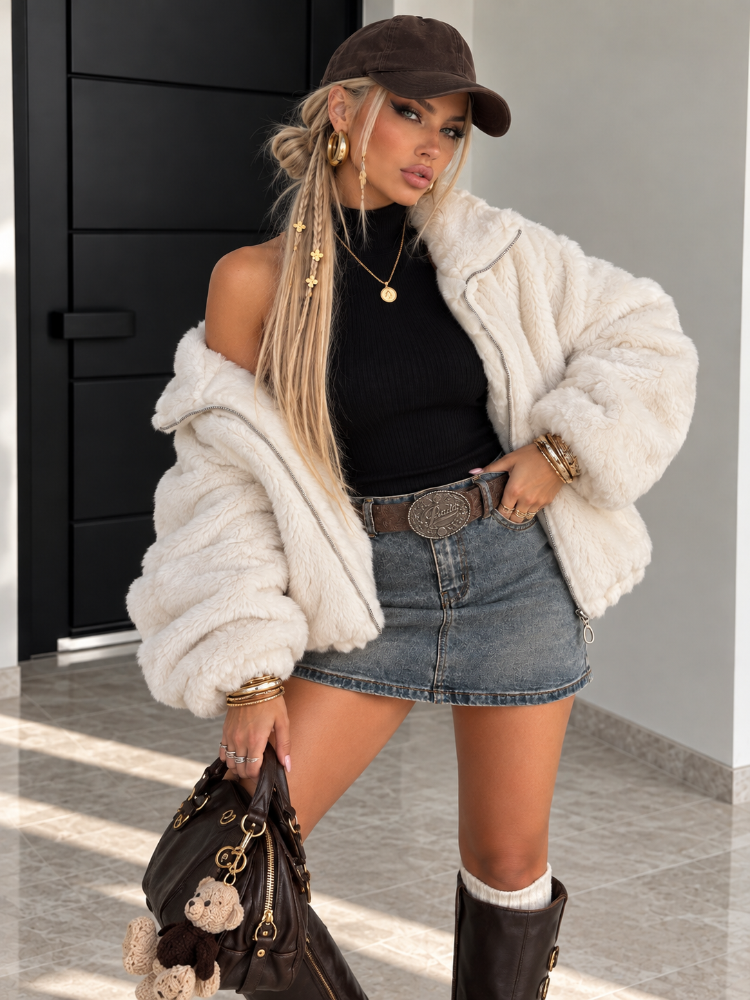 Giacca Teddy Zip Bianco - R.a. Boutique
