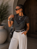 T-Shirt Basic con Top in Strass Staccabile - R.a. Boutique