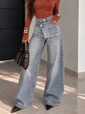 Jeans Wide Leg Denim con Dettaglio Gonna Asimmetrica - R.a. Boutique