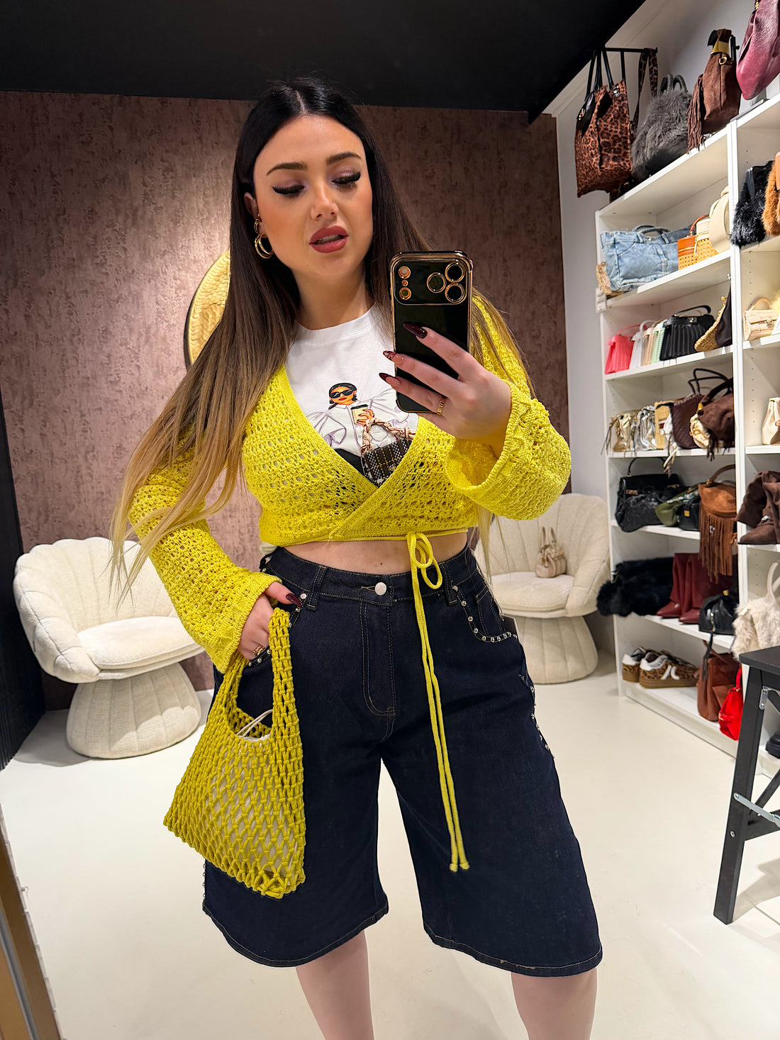 Bermuda Denim borchie Street - R.a. Boutique