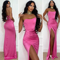 Abito a sirena con push up e incrocio rosa barbie - R.a. Boutique 