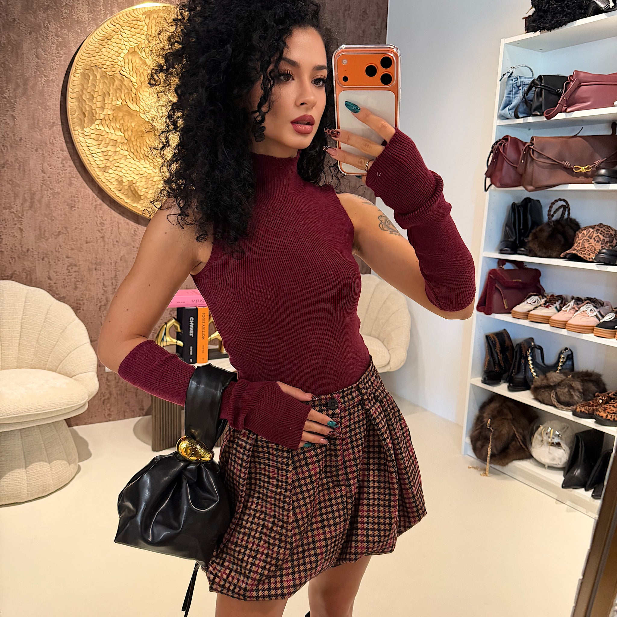 Gonna a palloncino check Fuxia - R.a. Boutique