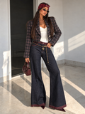Jeans Palazzo con Dettagli Bordeaux e Catenina Inclusa - R.a. Boutique