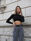 Maglioncino nero crop a onde - R.a. Boutique 