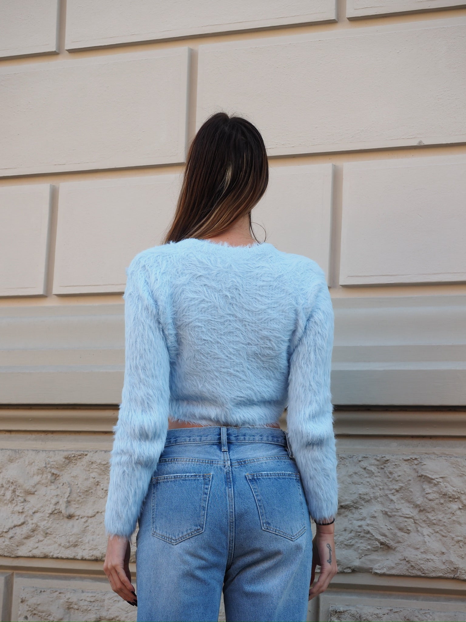 Cardigan morbidissimo celeste pastello - R.a. Boutique 