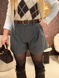 Short choco in panno con cintura - R.a. Boutique