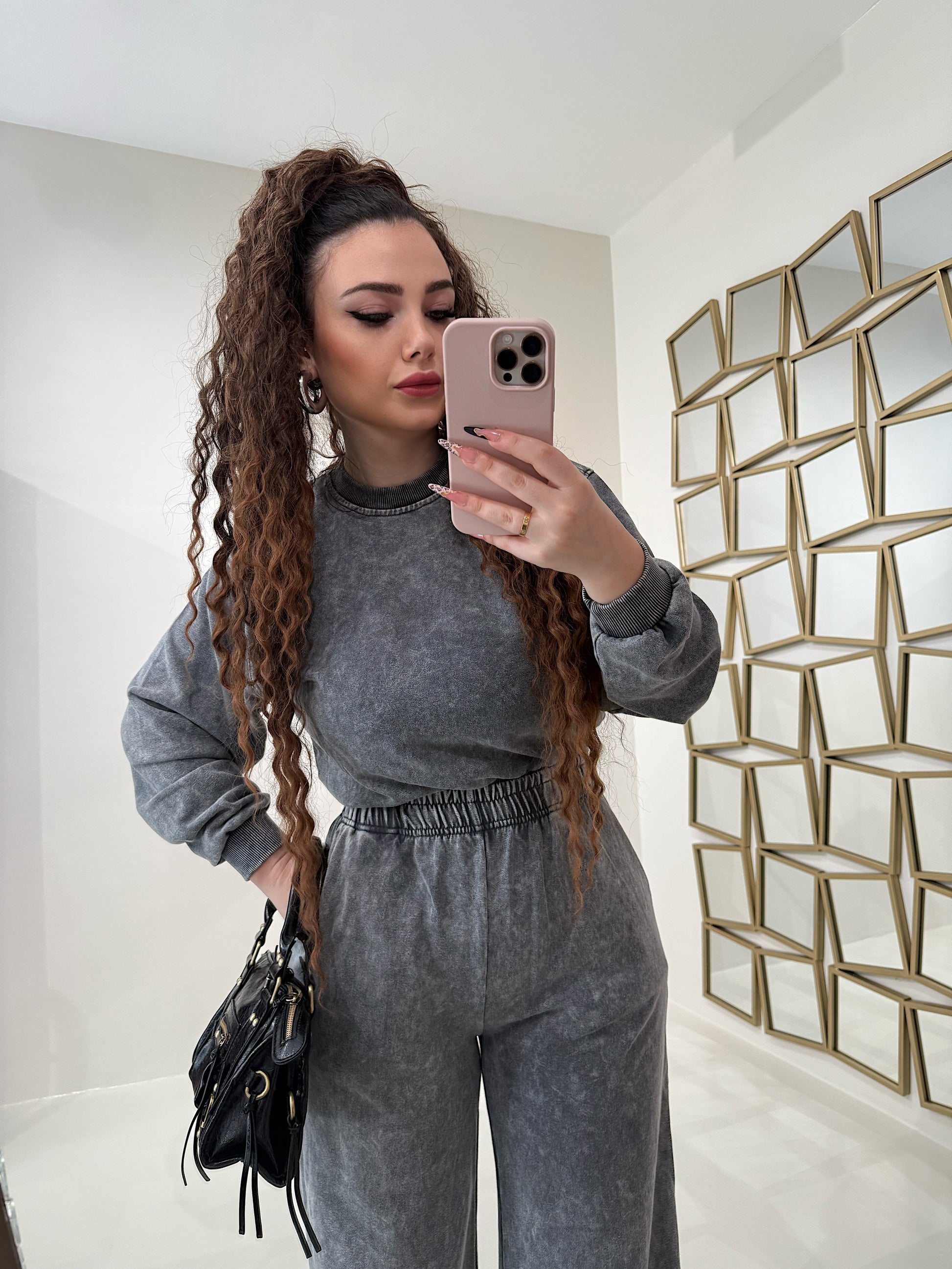 Completo felpa e pantalone effetto denim - R.a. Boutique