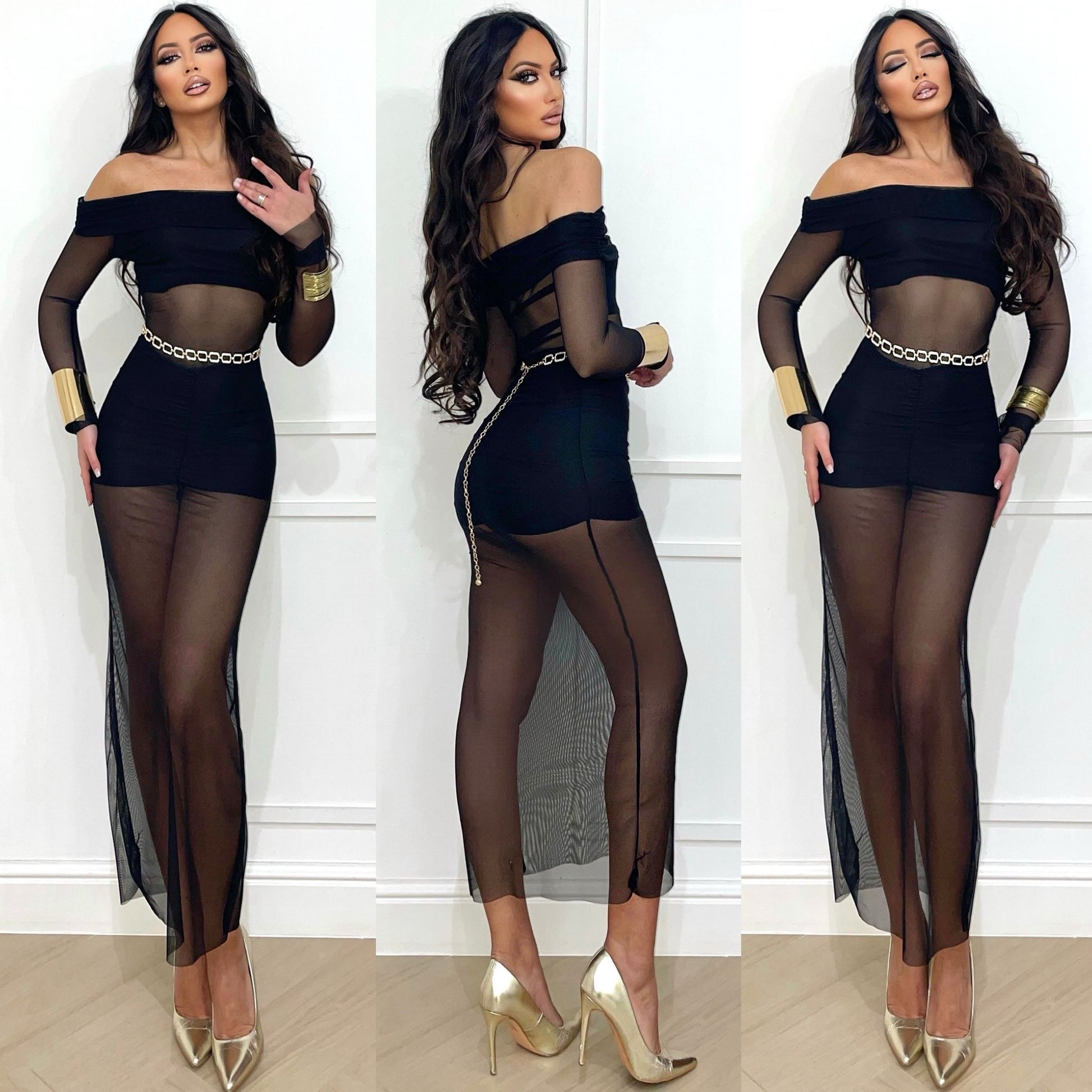 Abito nero con trasparenza - R.a. Boutique