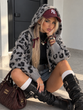 Felpa Zip Cappuccio Animalier Grigio / Nero - R.a. Boutique