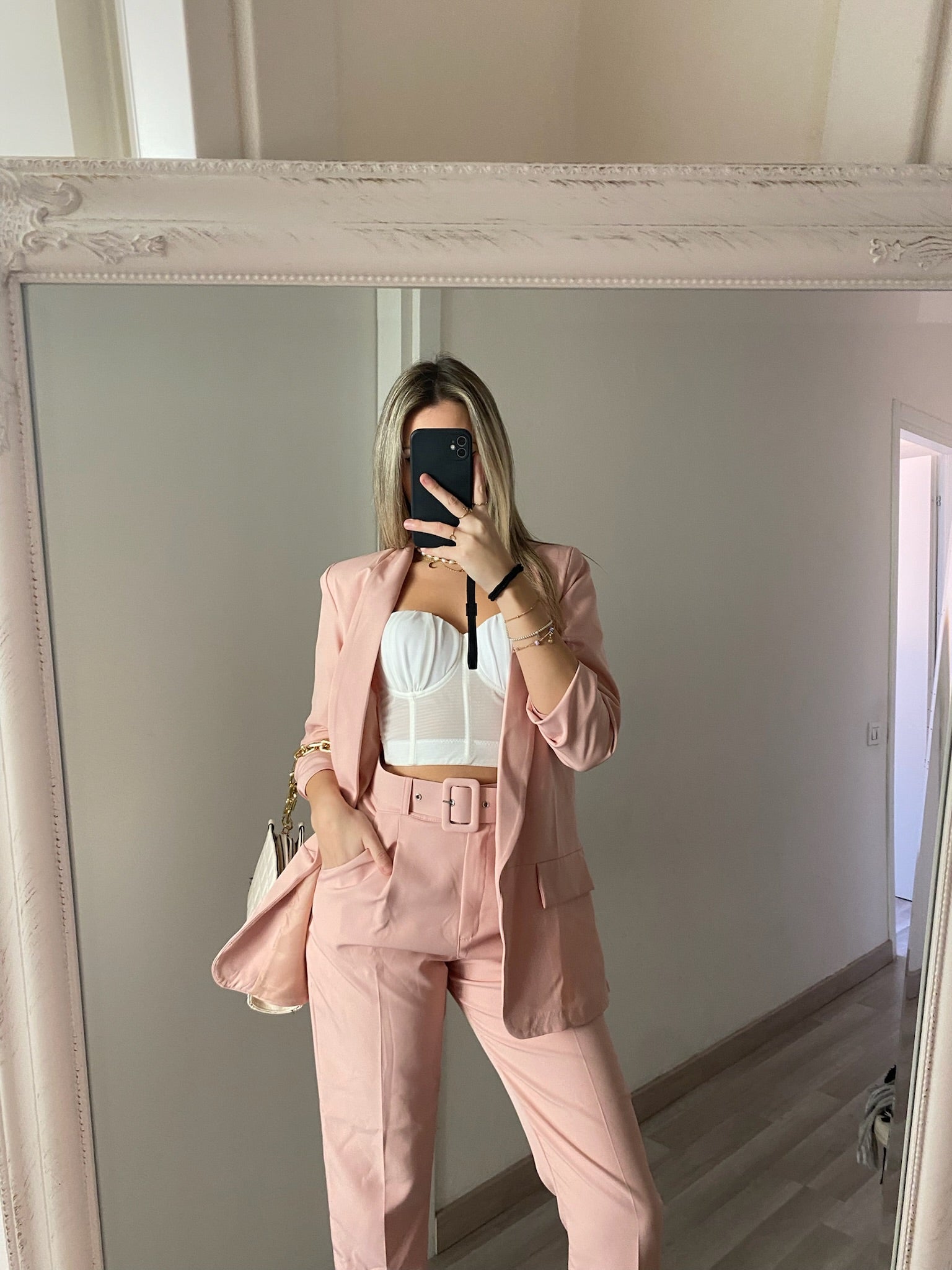 Completo giacca e pantaloni cipria - R.a. Boutique 