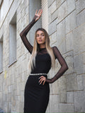 Abito midi in velo nero - R.a. Boutique 