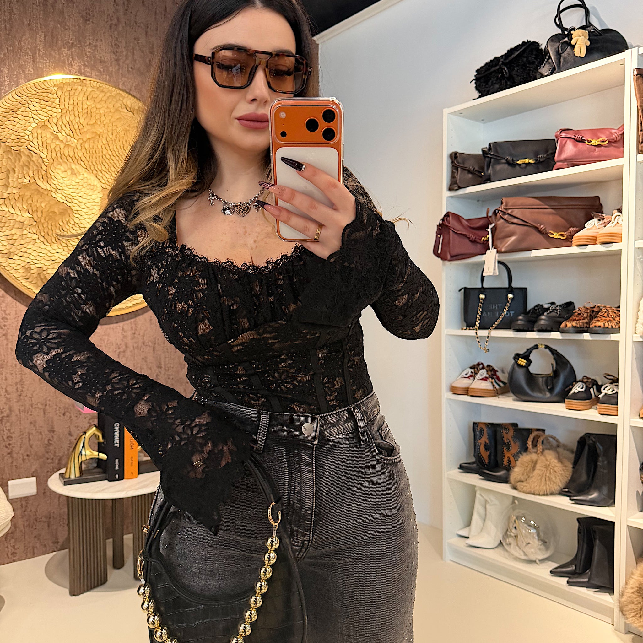 Top in Pizzo con Dettaglio Bustier - R.a. Boutique