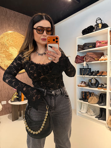 Top in Pizzo con Dettaglio Bustier - R.a. Boutique