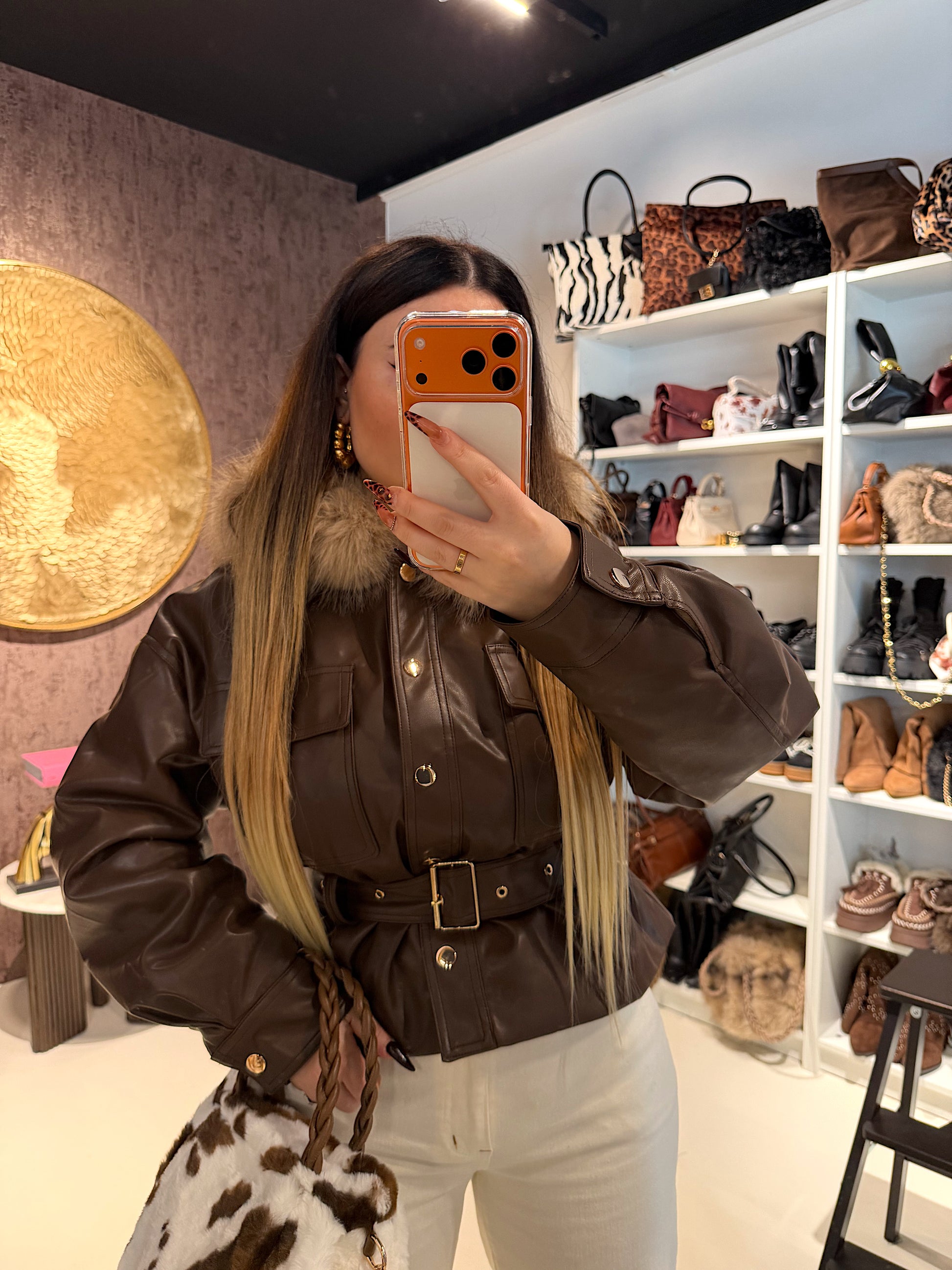 Giaccone con Cintura e Collo in Eco-pelle - R.a. Boutique