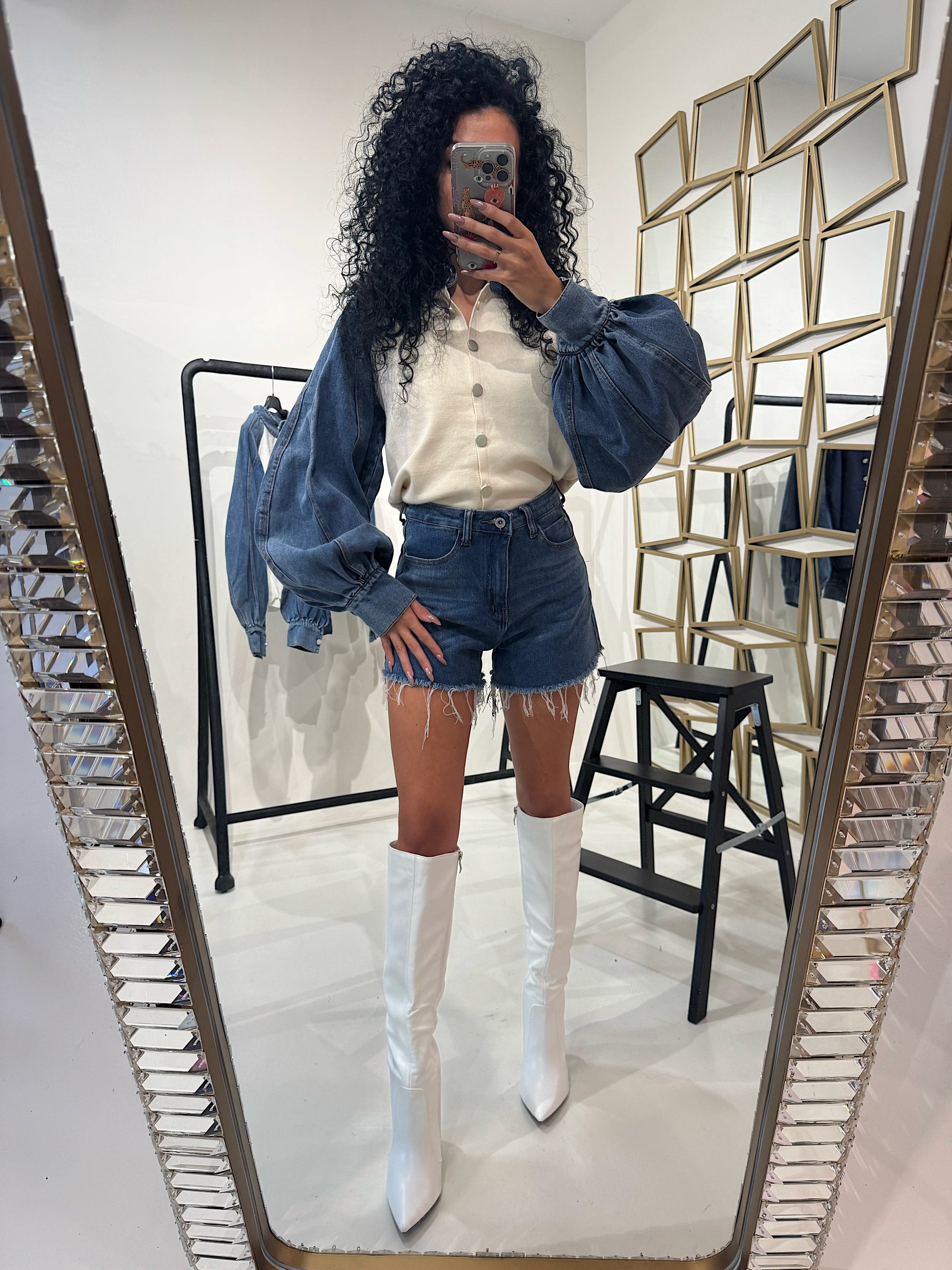 Maglioncino con dettaglio in denim - R.a. Boutique