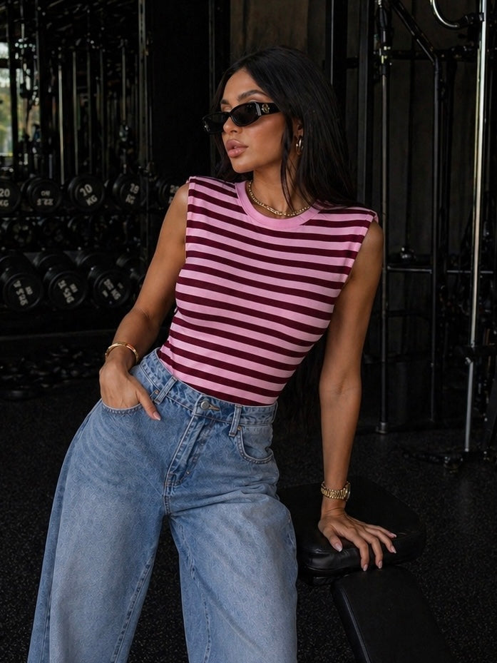 Top a Righe con Spalline imbottite - R.a. Boutique