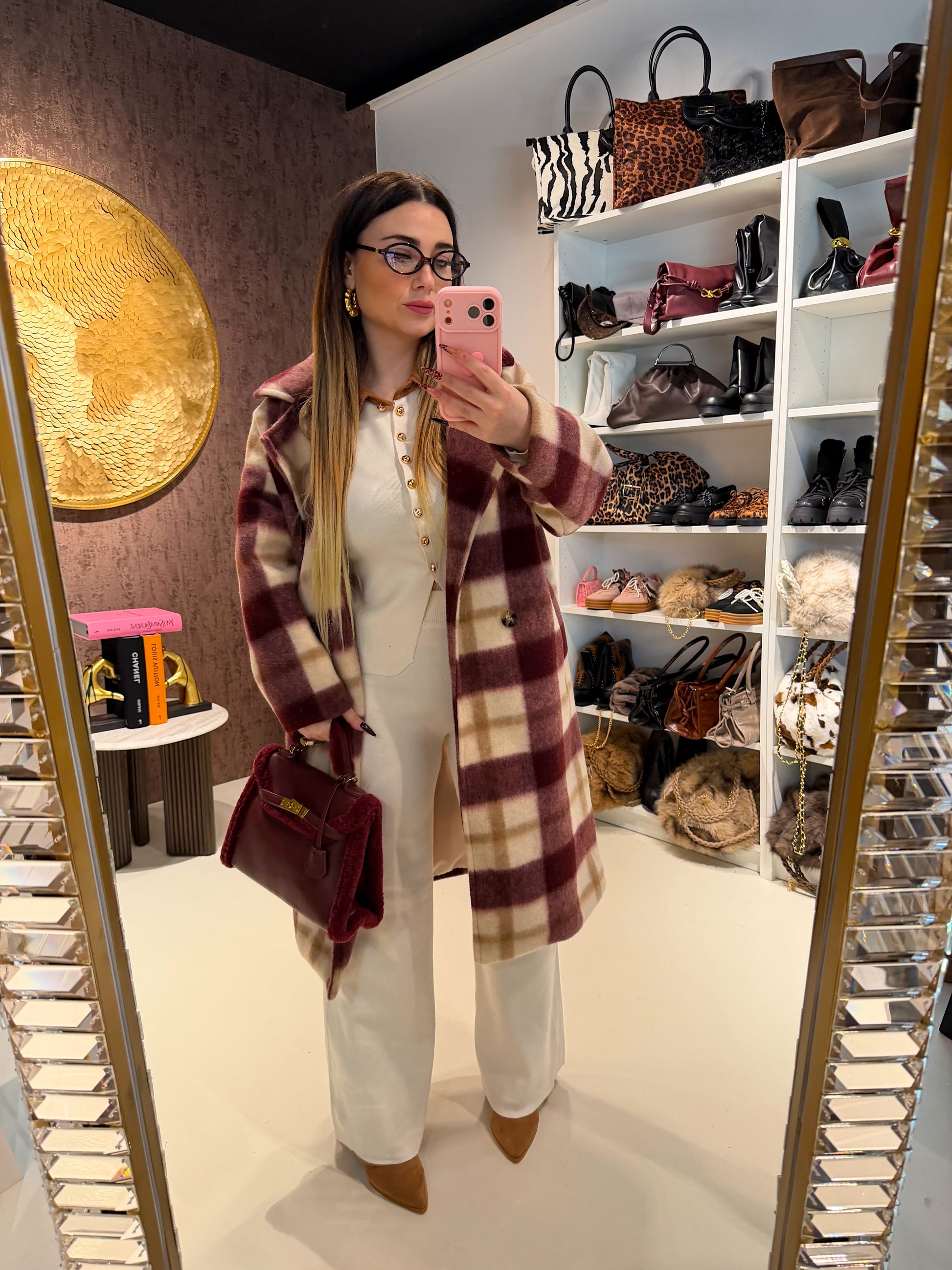 Completo maglia e pantalone con colletto a contrasto - R.a. Boutique