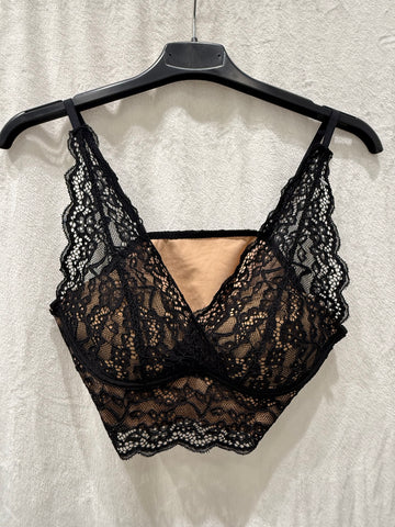 Bralette in pizzo nero nude - R.a. Boutique