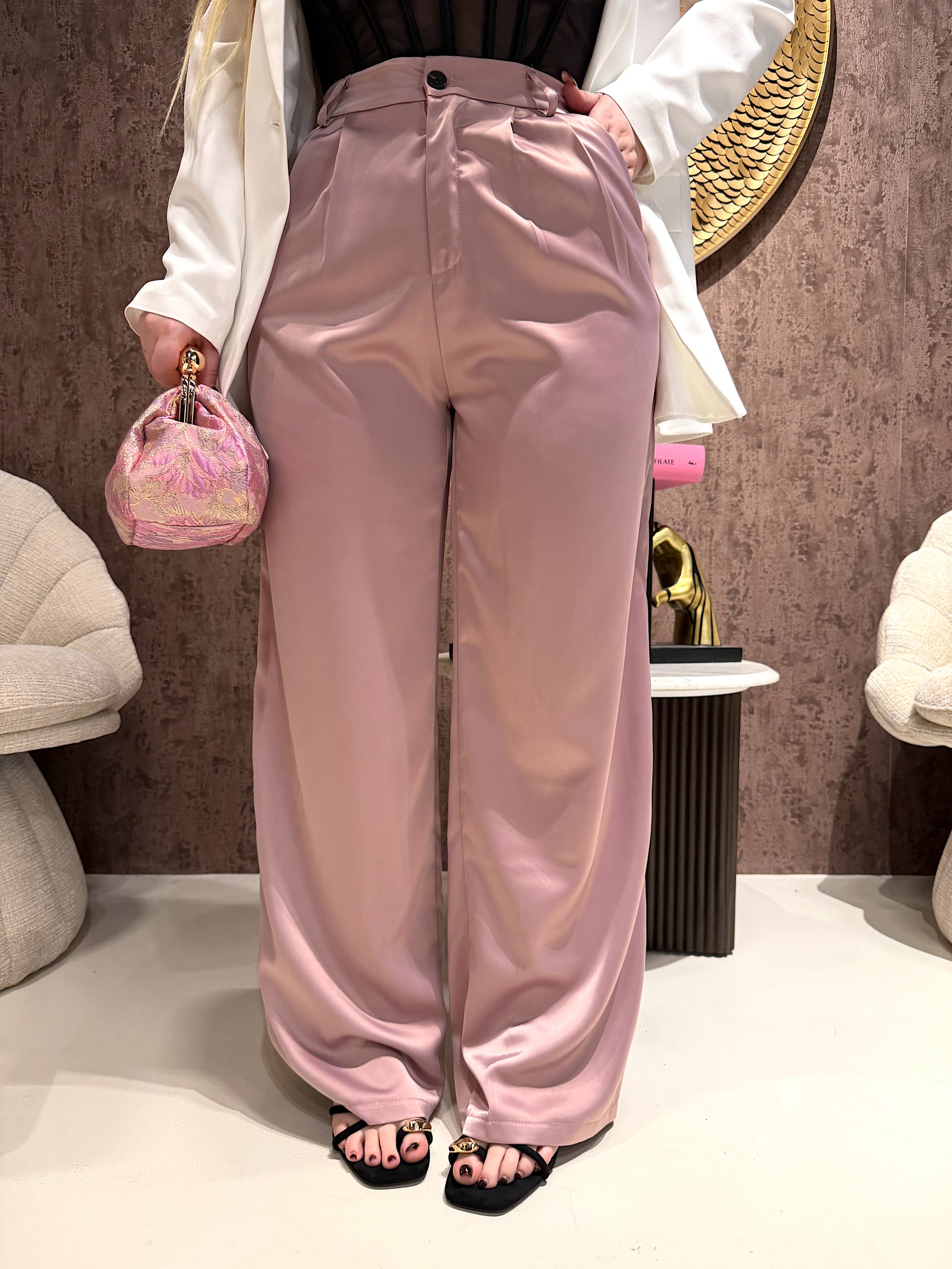 Pantalone satin con elastico - R.a. Boutique