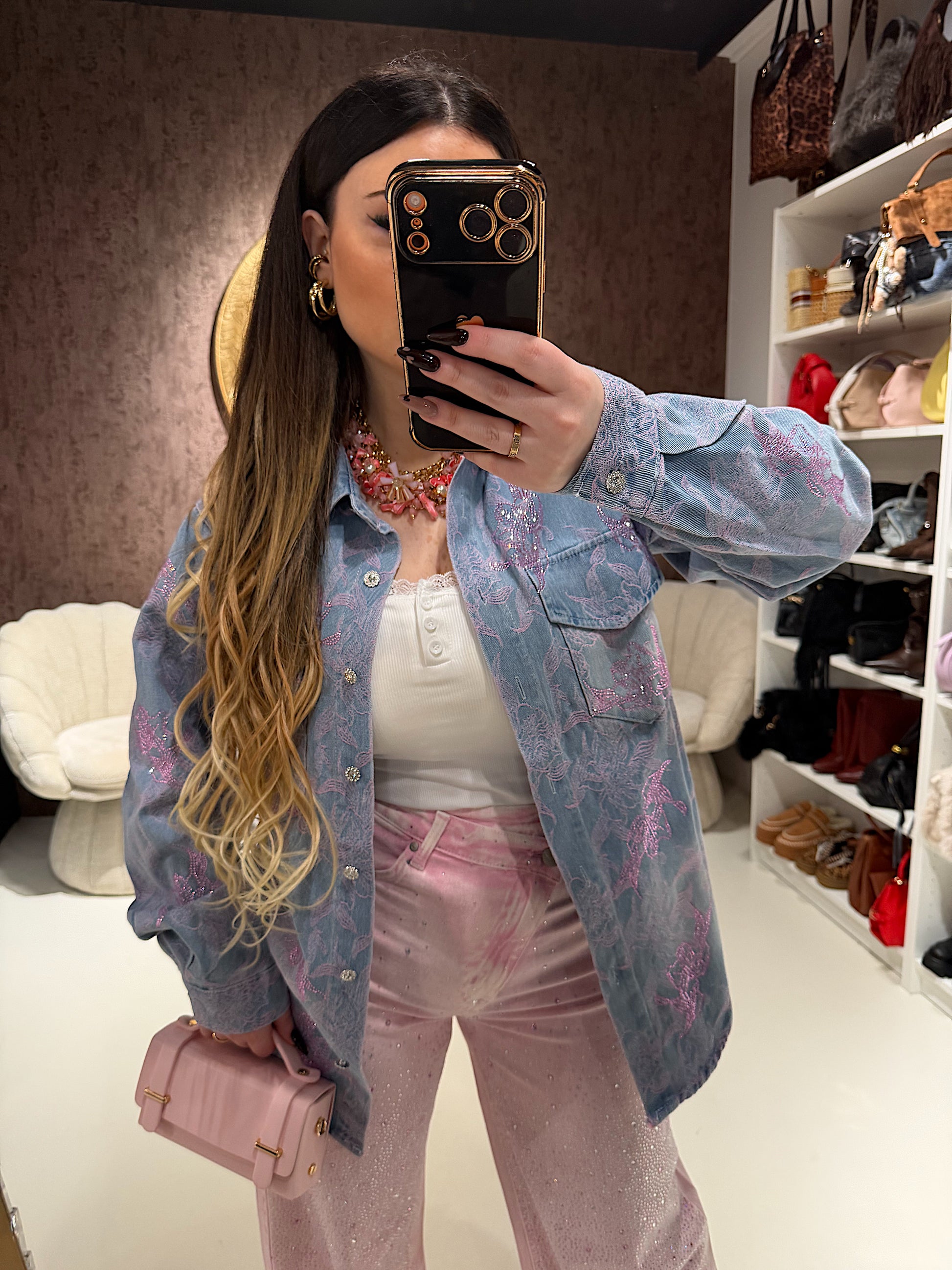 Camicia Denim Rose Lace - R.a. Boutique