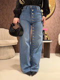 Jeans Button Chic Wide Leg - R.a. Boutique