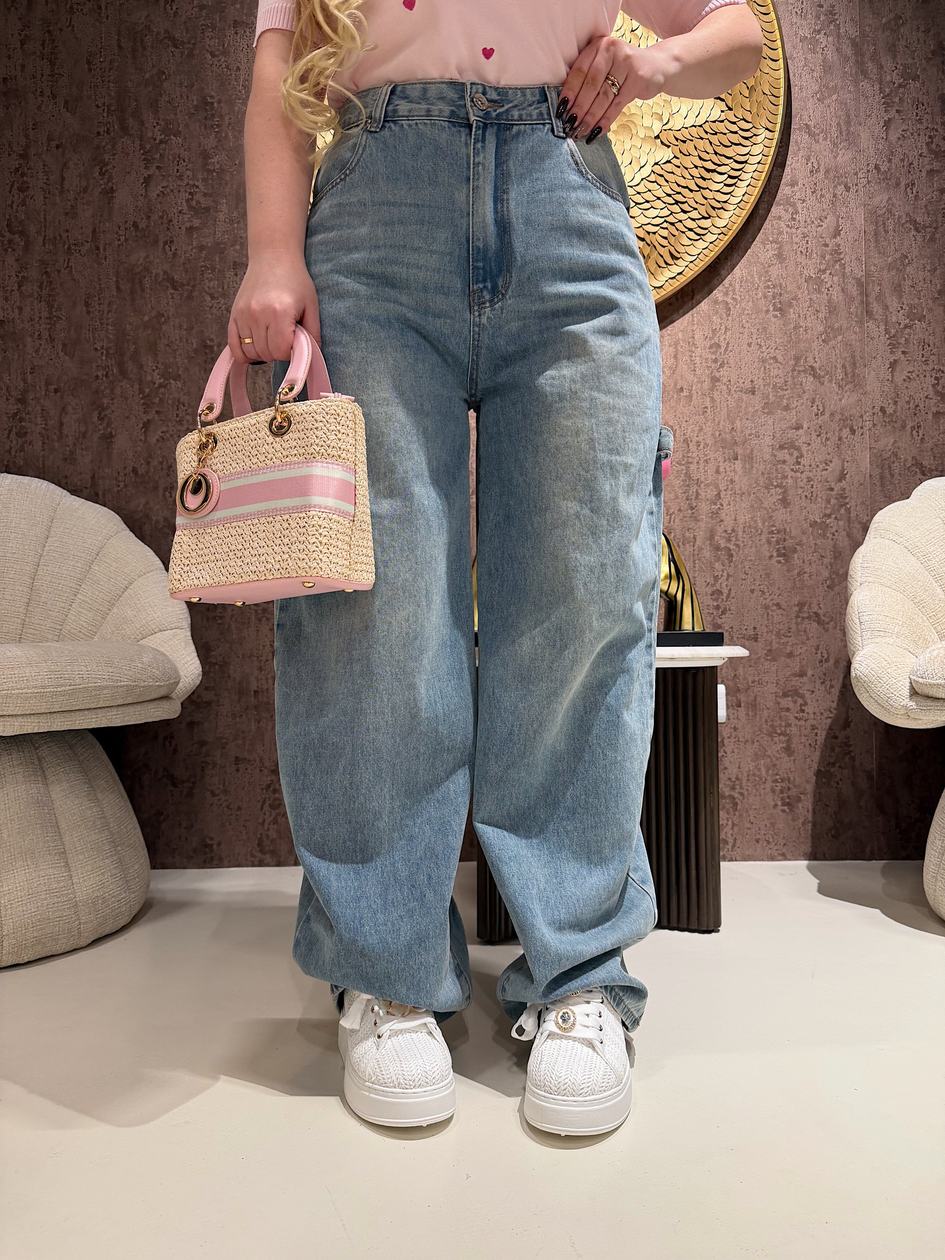 Jeans con tasca a cuore ballon - R.a. Boutique
