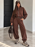Completo Urban Zip con Pantalone Balloon e Cintura Inclusa – Marrone - R.a. Boutique