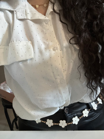 Camicia con strass bianca - R.a. Boutique