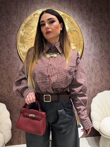 Camicia over a quadri spalle bombate - R.a. Boutique