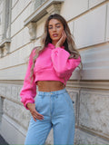 Felpa crop rosa barbie con lacci - R.a. Boutique 