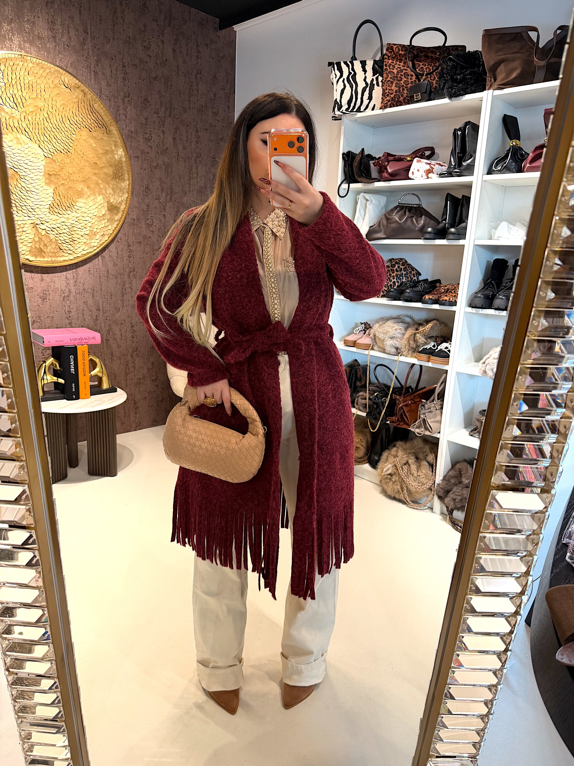 Cappotto con frange e fiocco 3 colori - R.a. Boutique