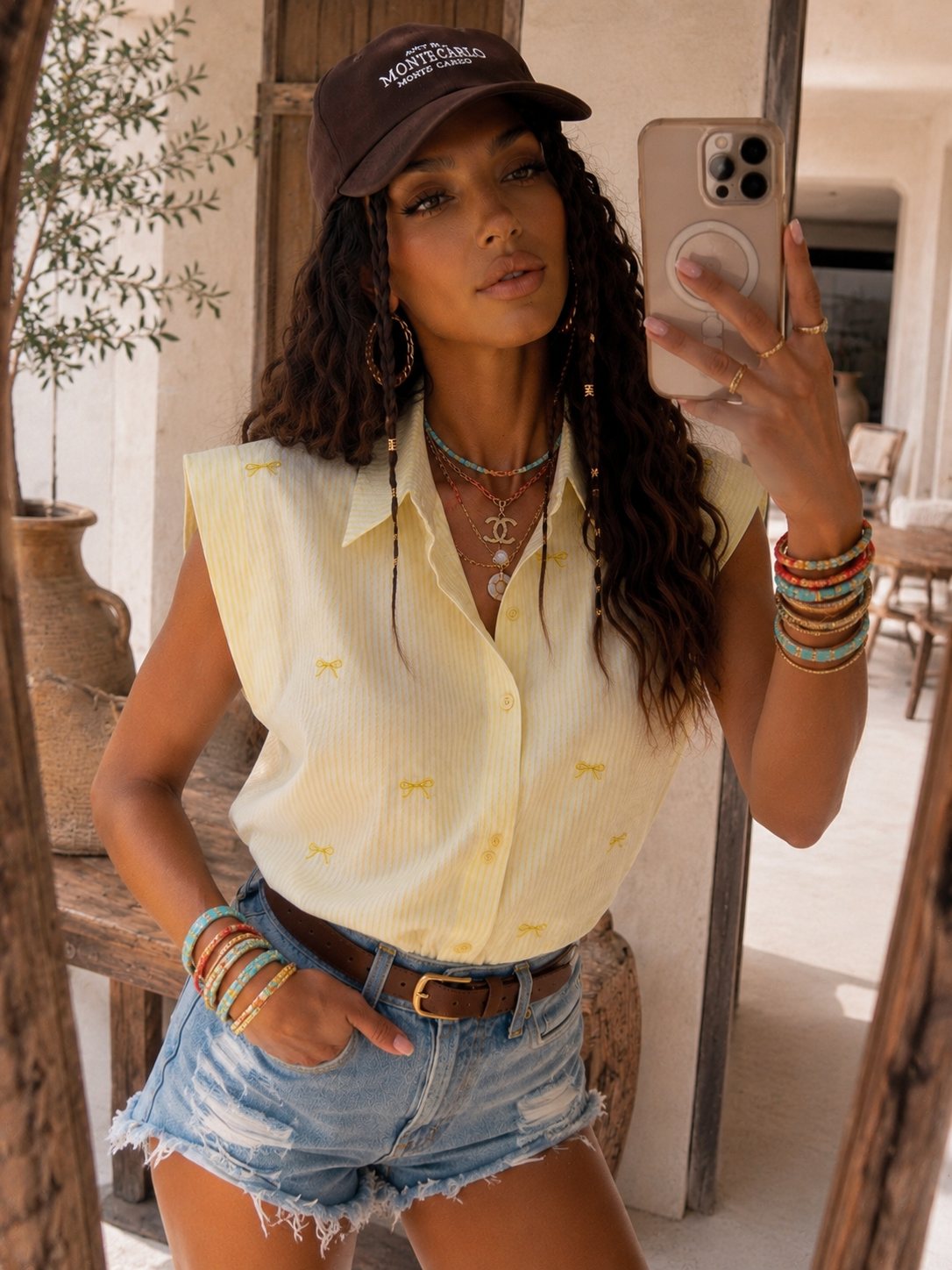Camicia smanicata con fiocchetti - R.a. Boutique