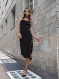 Abito midi con bottoncini oro - R.a. Boutique 