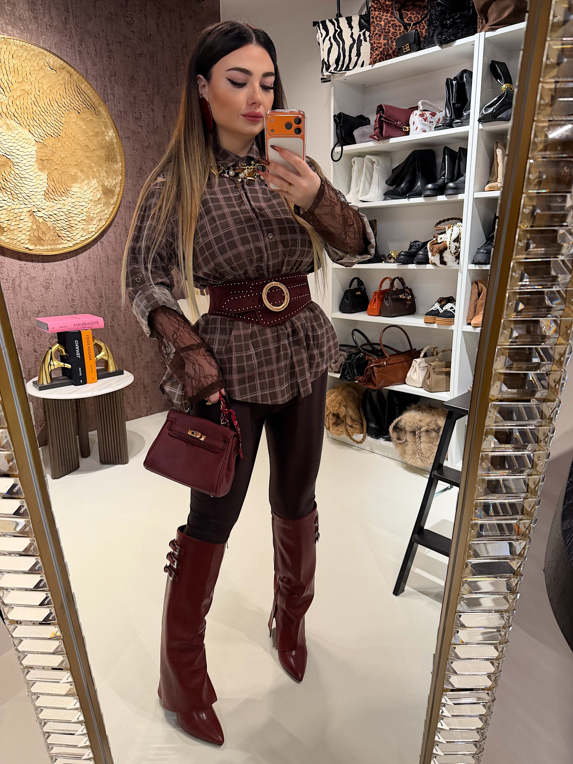 Stivali con fibbie laterali nero e bordeaux Londra - R.a. Boutique