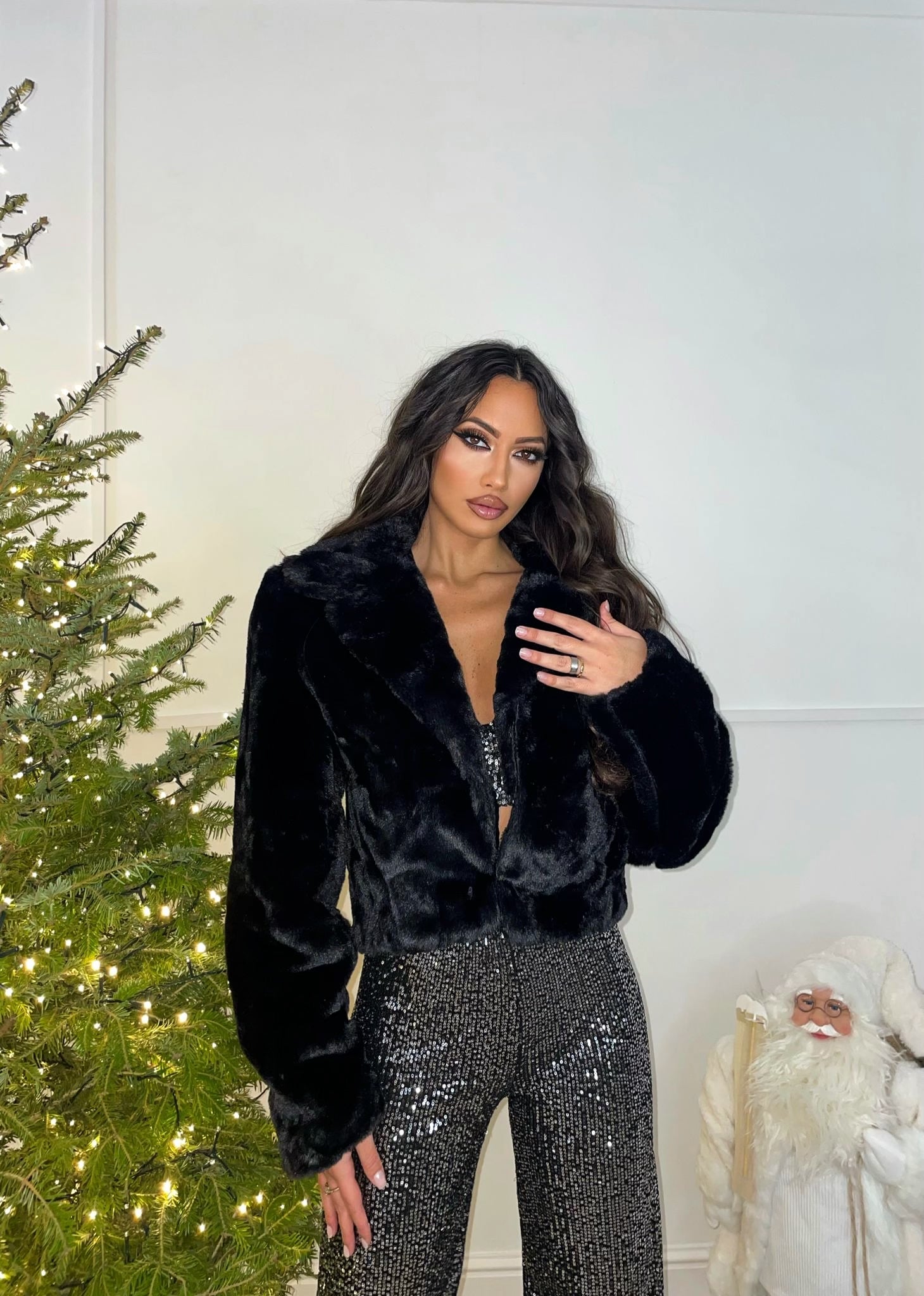 Eco Pelliccia crop nera - R.a. Boutique 