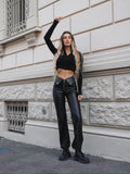 Maglioncino crop nero con zip - R.a. Boutique 