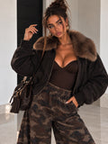 Bomber Nero con Collo in Pelliccia - R.a. Boutique