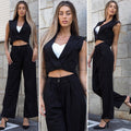 Completo smanicato e pantalone gessato nero - R.a. Boutique 