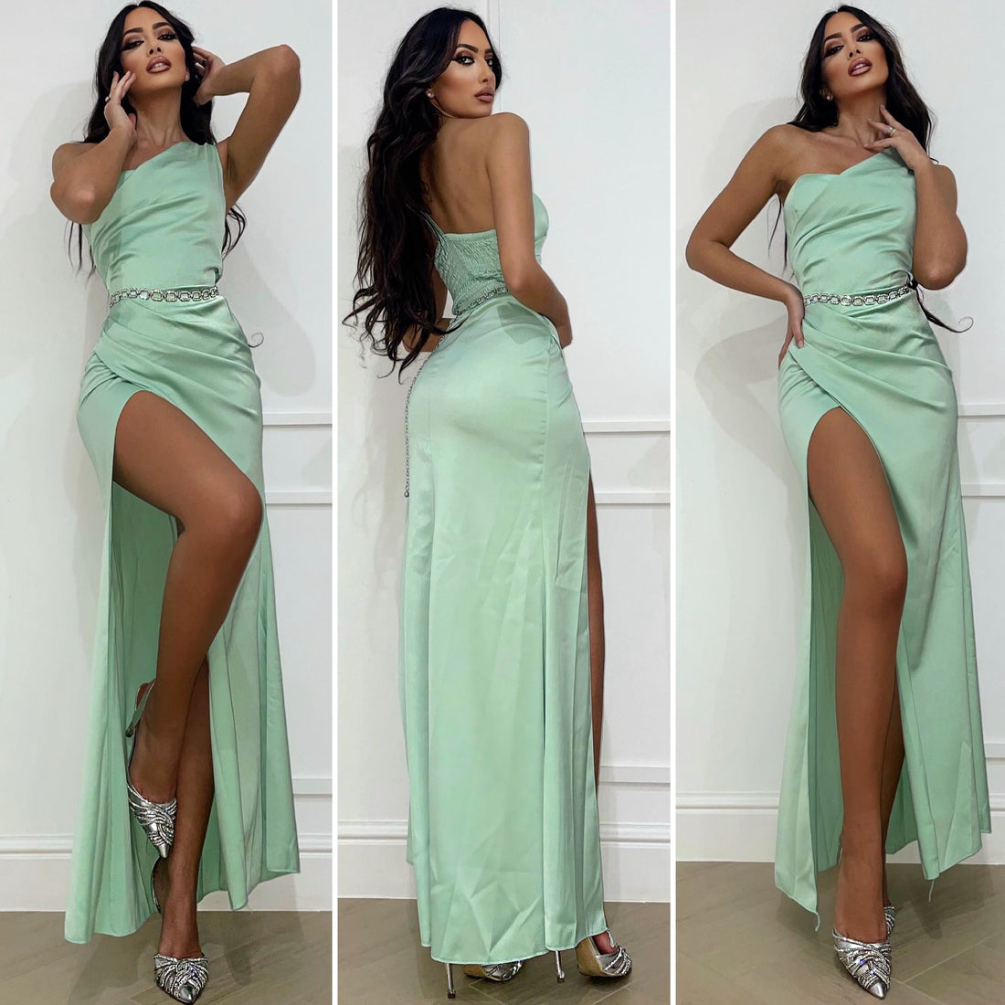 Abito monospalla menta - R.a. Boutique 