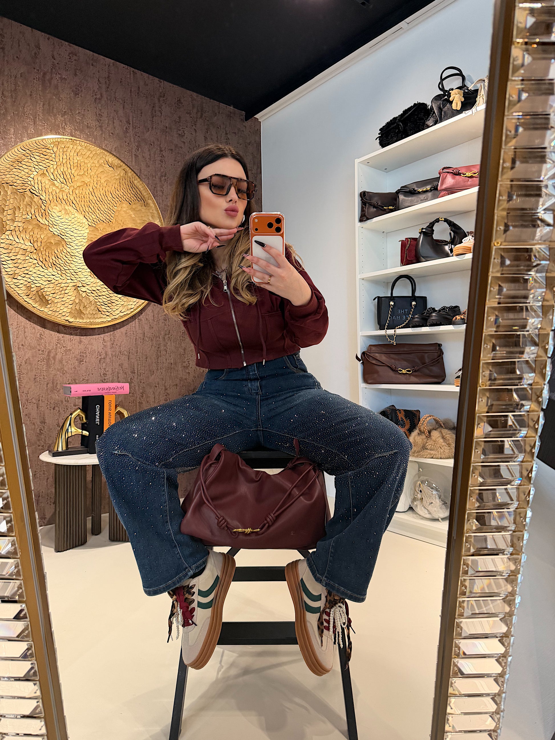 Felpa Cropped con zip e cappuccio - R.a. Boutique