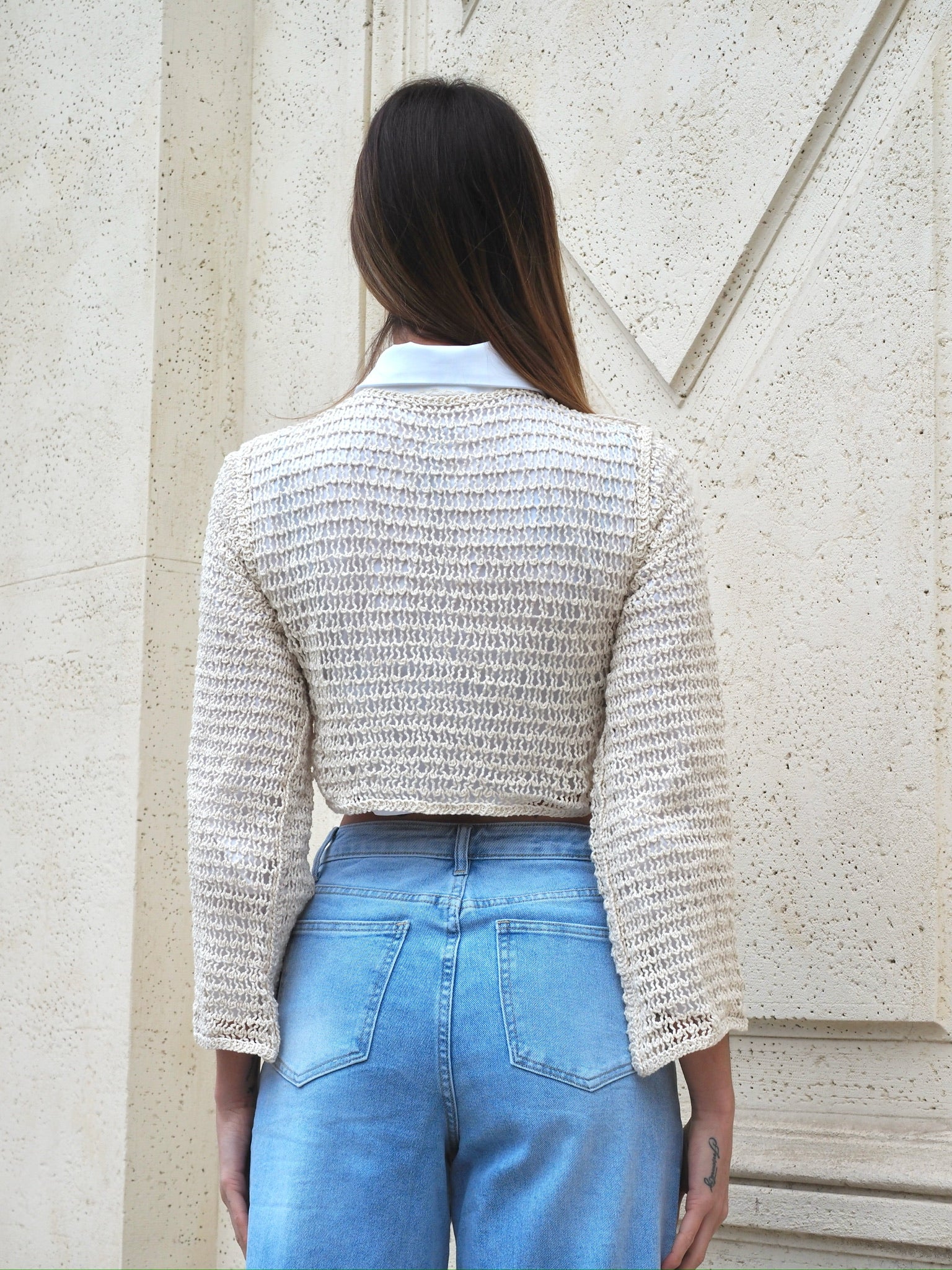 Maglioncino beige traforato - R.a. Boutique 