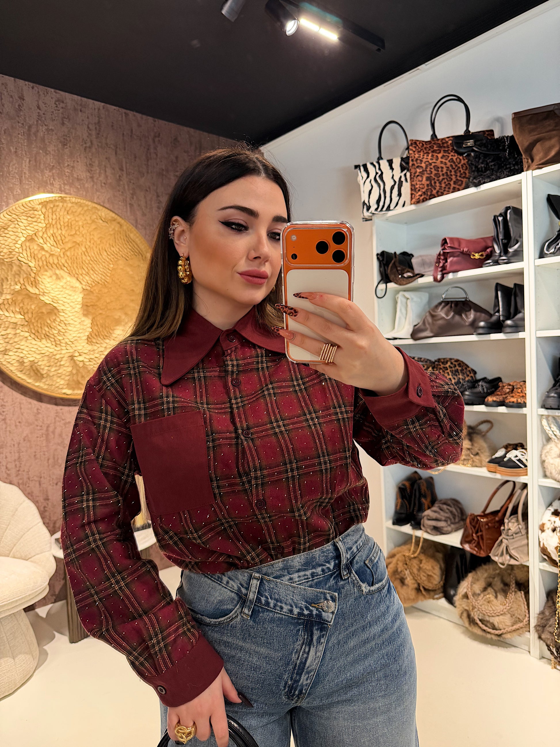 Camicia a quadri con brillantini ￼ - R.a. Boutique