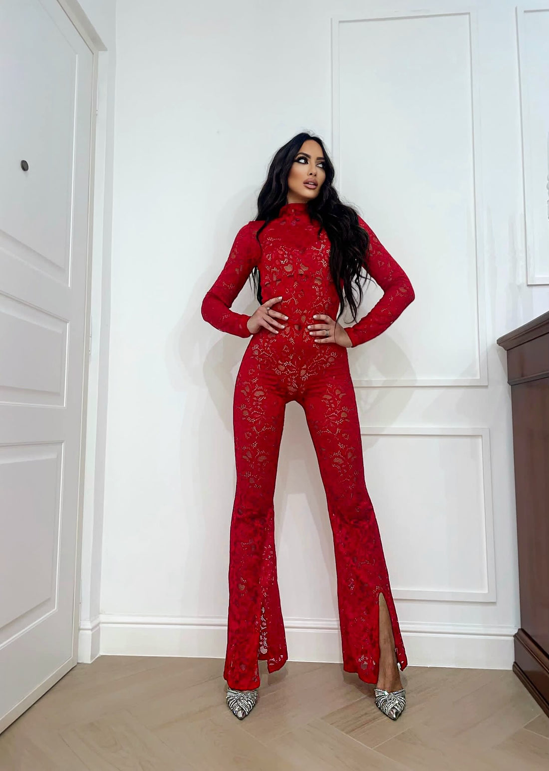 Tuta rossa in pizzo - R.a. Boutique 