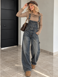Salopette Jeans Wide Leg Denim Washed - R.a. Boutique